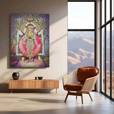 Devi Ambabai Metal Poster – Divine Goddess Mahalakshmi Wall Art | Spiritual Hindu Decor 3 - TURTLEWINGS