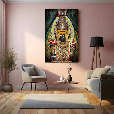 Devi Ambabai Metal Poster – Divine Goddess Mahalakshmi Wall Art | Spiritual Hindu Decor 2 - TURTLEWINGS