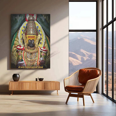 Devi Ambabai Metal Poster – Divine Goddess Mahalakshmi Wall Art | Spiritual Hindu Decor 2 - TURTLEWINGS