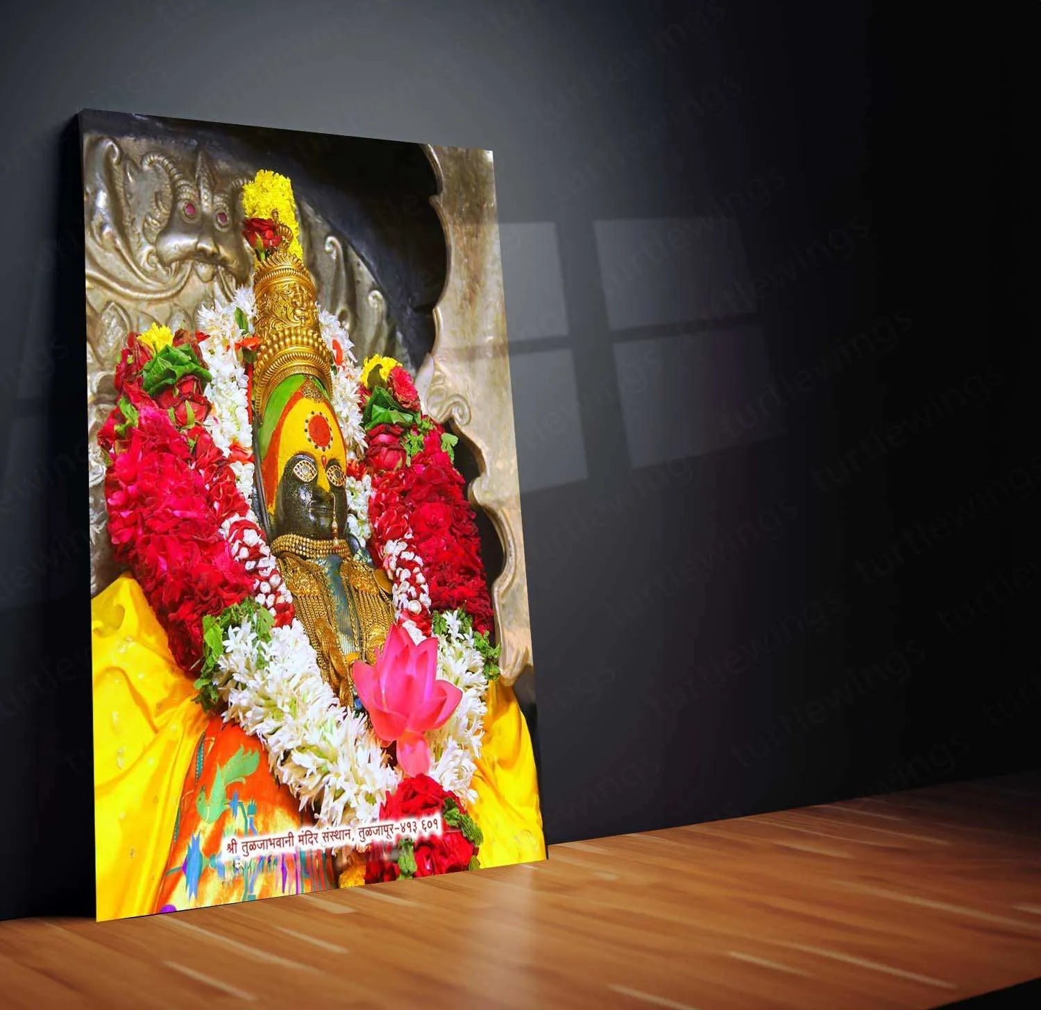 Devi Tulja Bhavani Metal Poster – Divine Warrior Goddess Wall Art | Hindu Spiritual Decor - TURTLEWINGS