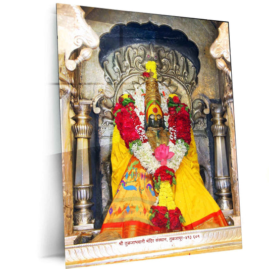 Devi Tulja Bhavani Metal Poster – Divine Warrior Goddess Wall Art | Hindu Spiritual Decor 2 - TURTLEWINGS
