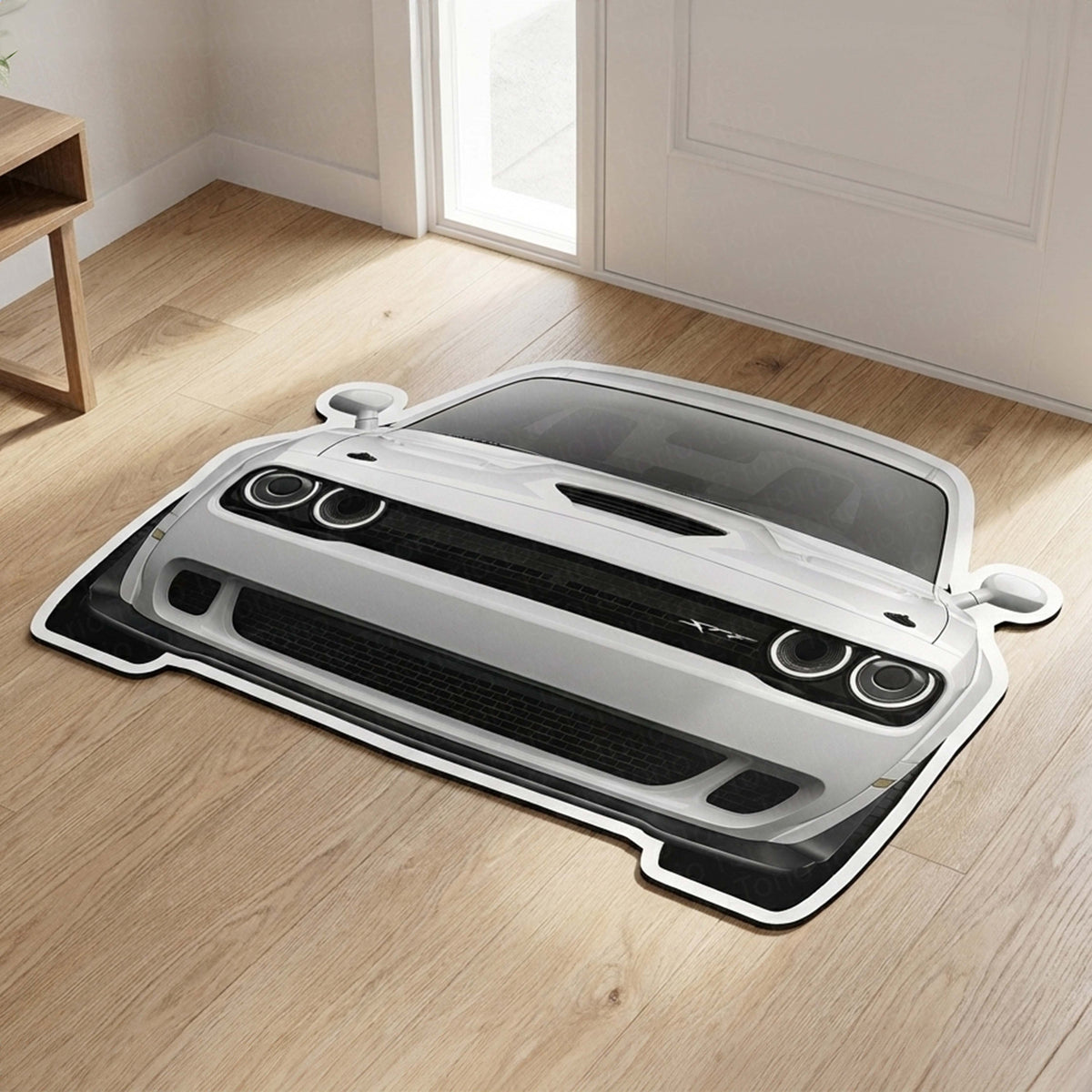 Dodge Challenger Floor Mat | Anti-Slip 3mm Absorbent Muscle Car-Style Flat Rug | Easy Clean Waterproof Designer Mat for Home, Garage & Man Cave