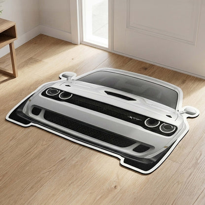 Dodge Challenger Floor Mat | Anti-Slip 3mm Absorbent Muscle Car-Style Flat Rug | Easy Clean Waterproof Designer Mat for Home, Garage & Man Cave
