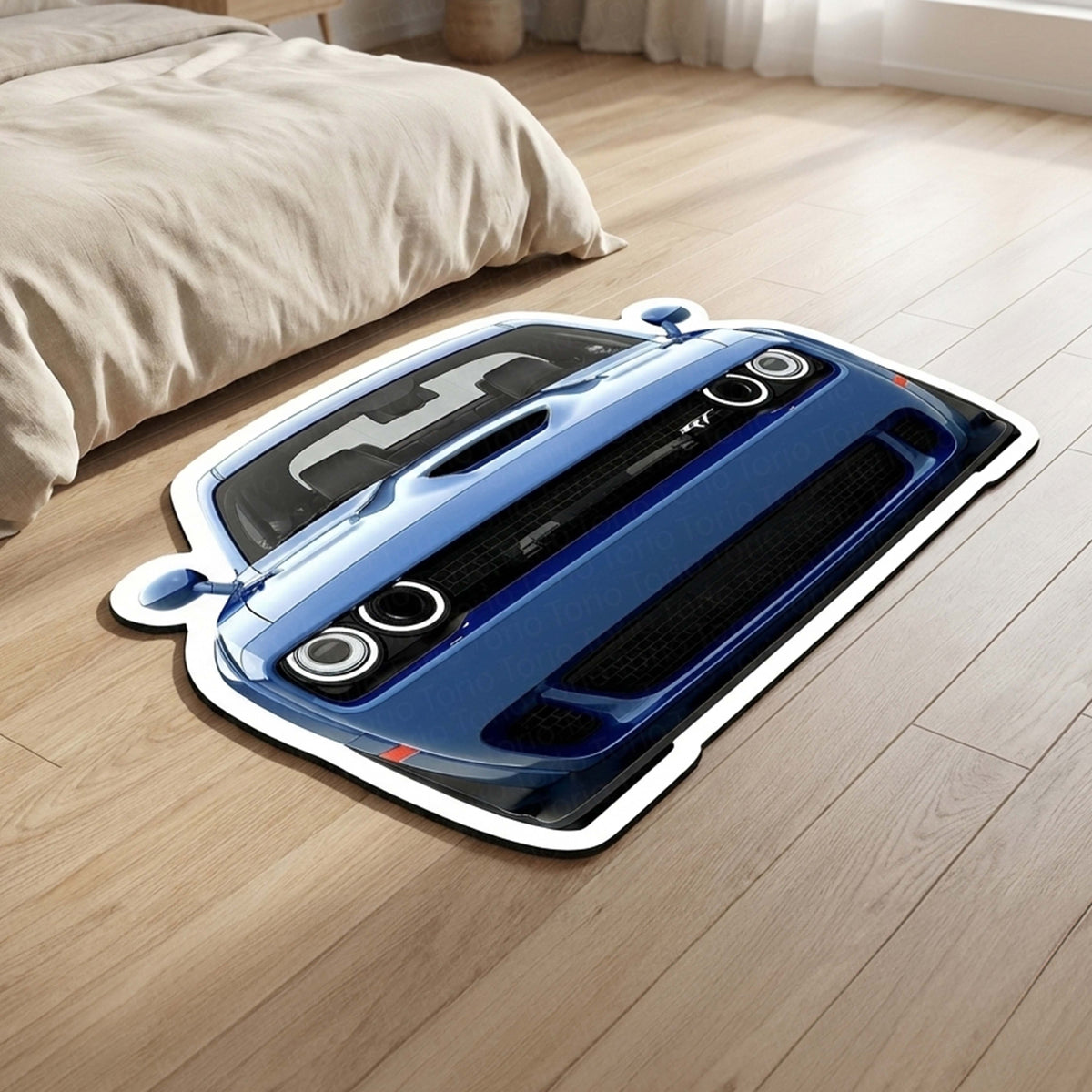 Dodge Challenger SRT Front Cut Floor Mat | Anti-Slip 3mm Rubber Flat Rug | Easy-Clean Car Design Doormat for Home & Garage