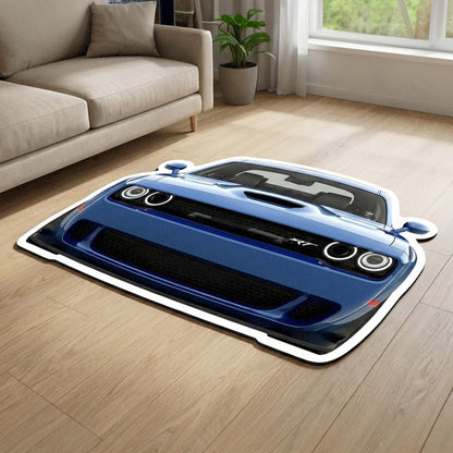 Dodge Challenger SRT Front Cut Floor Mat | Anti-Slip 3mm Rubber Flat Rug | Easy-Clean Car Design Doormat for Home & Garage