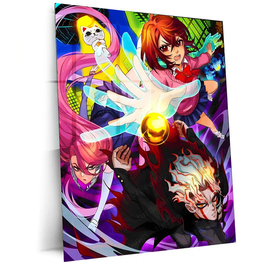 Anime Metal Poster | DanDaDan – Momo Ayase & Okarun Metal Poster | Supernatural Anime Wall Frame 01 - TURTLEWINGS