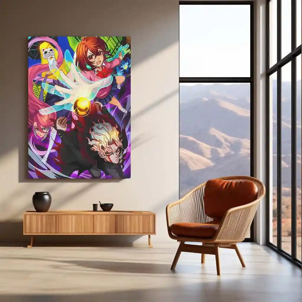 Anime Metal Poster | DanDaDan – Momo Ayase & Okarun Metal Poster | Supernatural Anime Wall Frame 01 - TURTLEWINGS