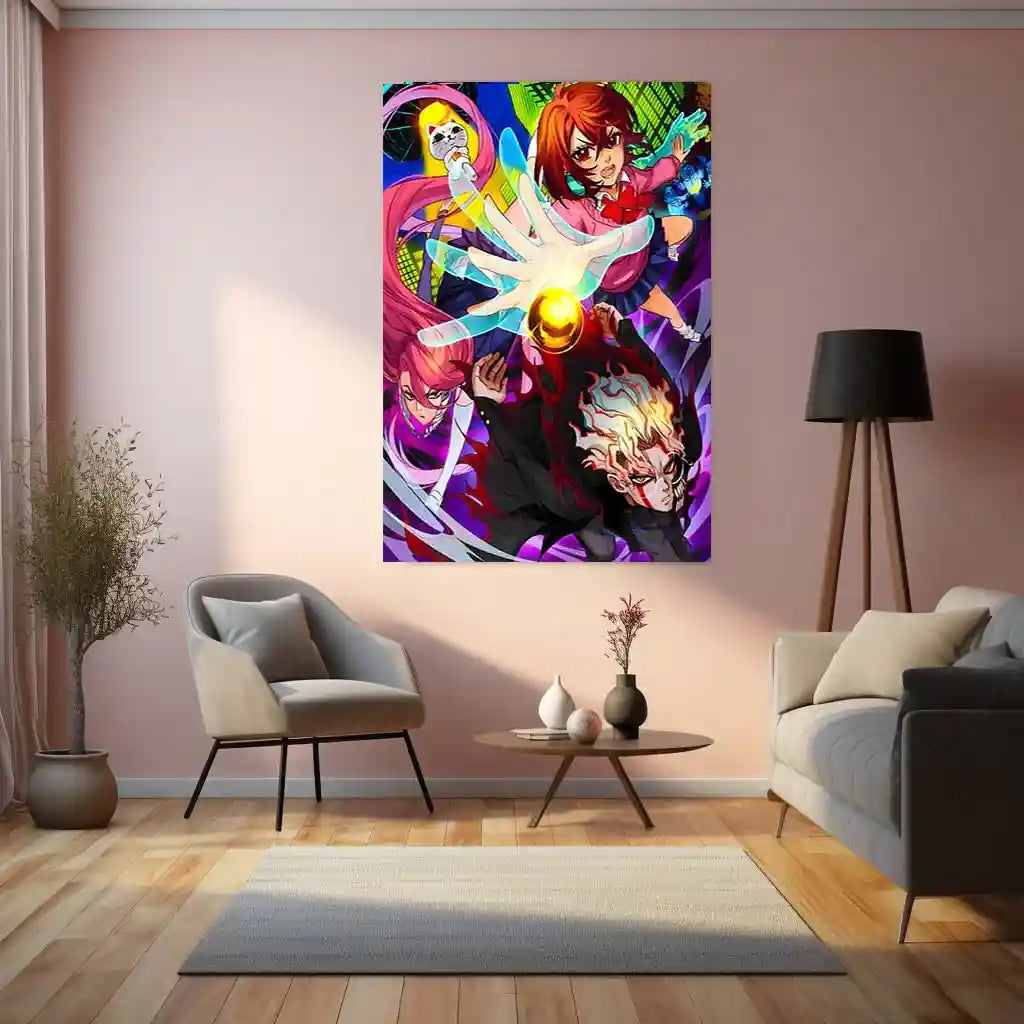 Anime Metal Poster | DanDaDan – Momo Ayase & Okarun Metal Poster | Supernatural Anime Wall Frame 01 - TURTLEWINGS