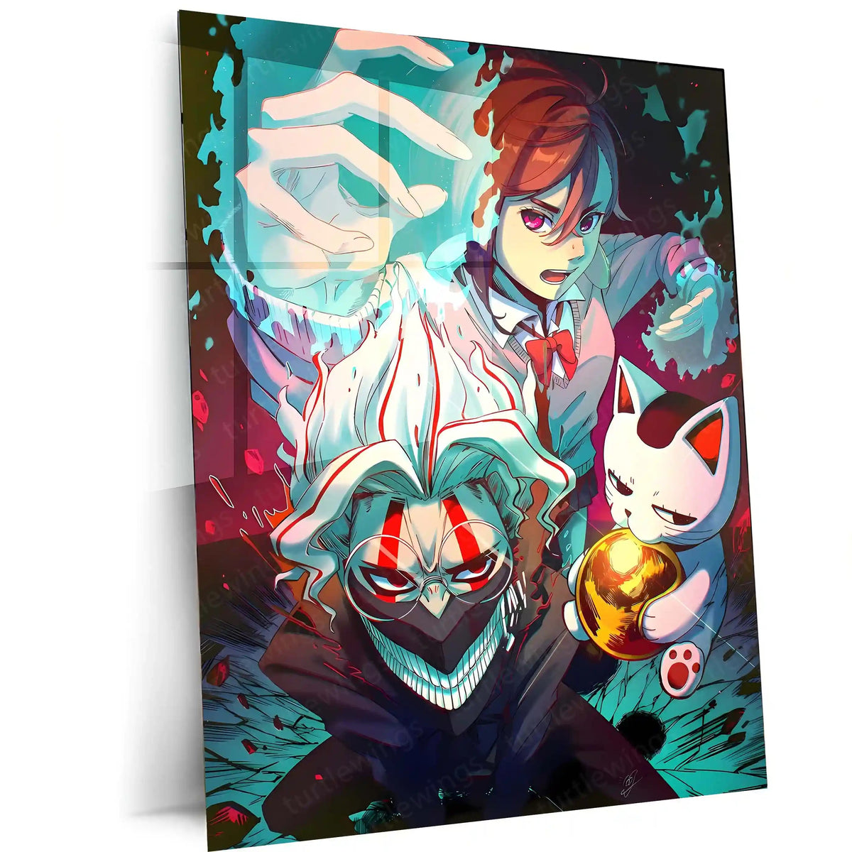 Anime Metal Poster | DanDaDan – Momo Ayase & Okarun Metal Poster | Supernatural Anime Wall Frame 02 - TURTLEWINGS