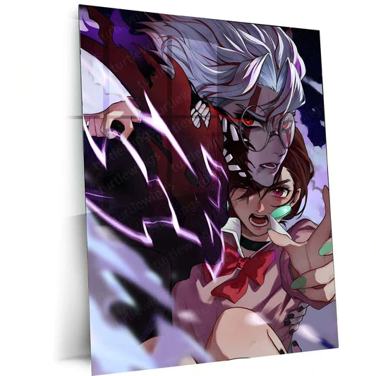 Anime Metal Poster | DanDaDan – Momo Ayase & Okarun Metal Poster | Supernatural Anime Wall Frame 08 - TURTLEWINGS