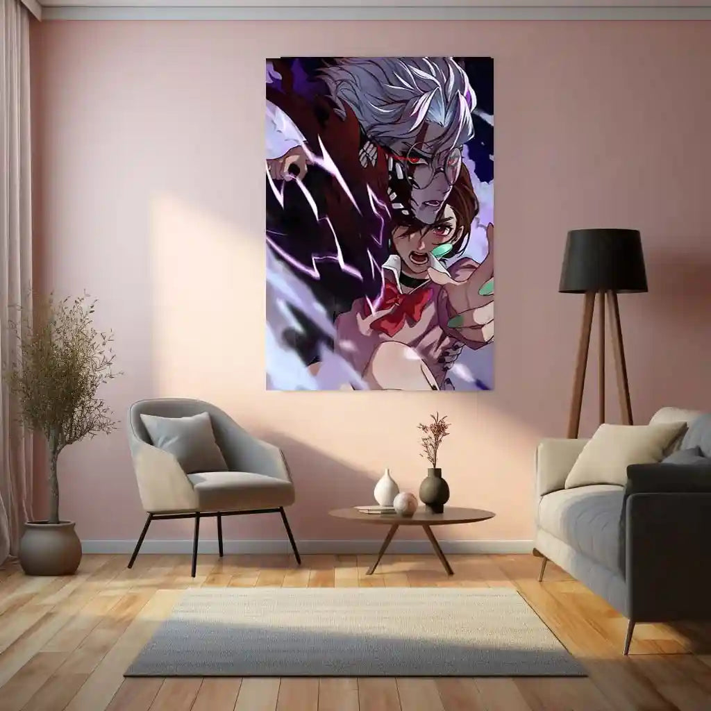 Anime Metal Poster | DanDaDan – Momo Ayase & Okarun Metal Poster | Supernatural Anime Wall Frame 08 - TURTLEWINGS