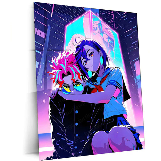 Anime Metal Poster | DanDaDan – Momo Ayase & Okarun Metal Poster | Supernatural Anime Wall Frame 09 - TURTLEWINGS