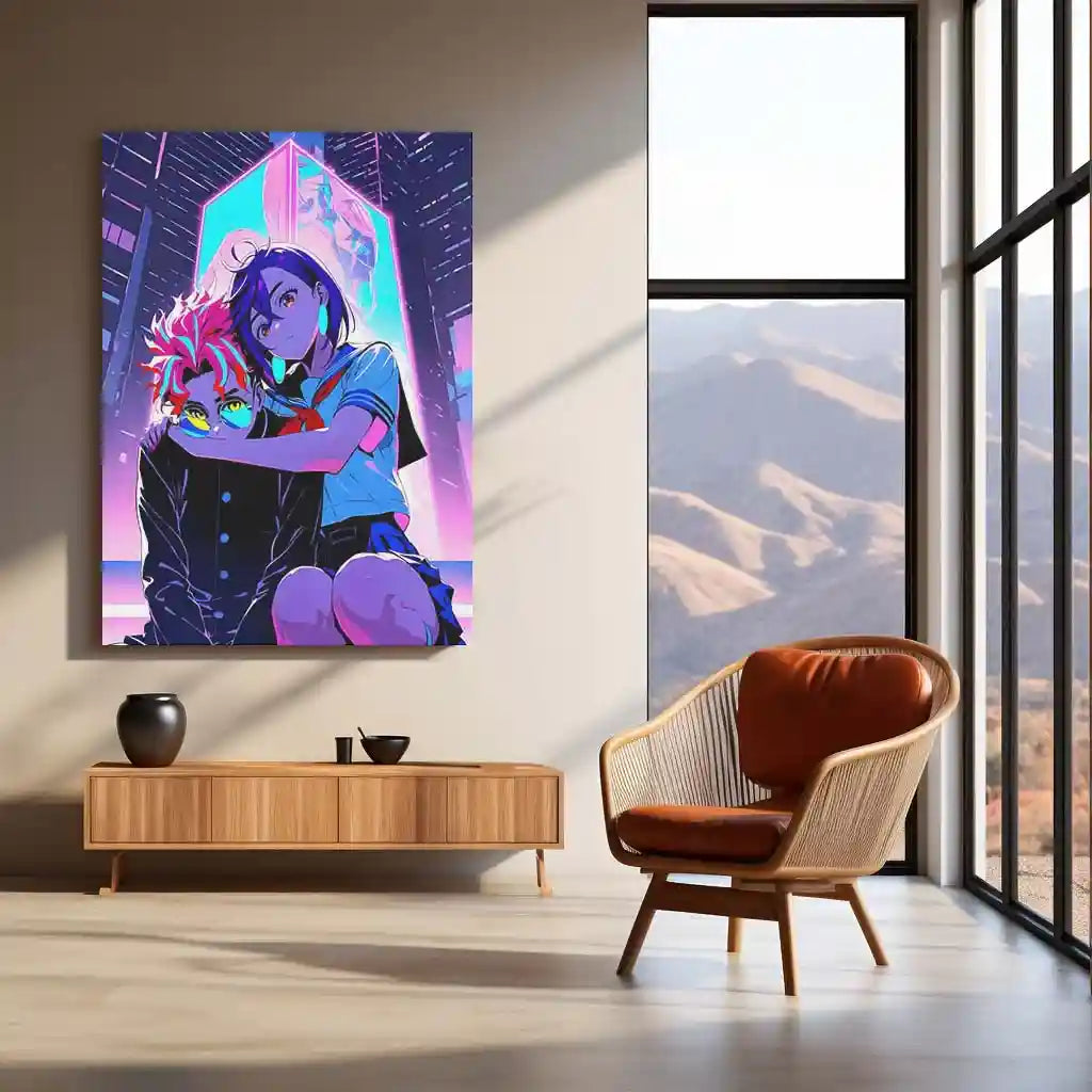 Anime Metal Poster | DanDaDan – Momo Ayase & Okarun Metal Poster | Supernatural Anime Wall Frame 09 - TURTLEWINGS
