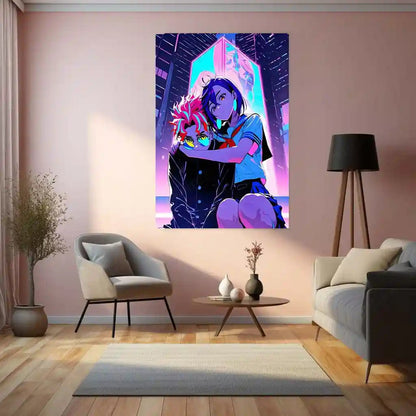 Anime Metal Poster | DanDaDan – Momo Ayase & Okarun Metal Poster | Supernatural Anime Wall Frame 09 - TURTLEWINGS