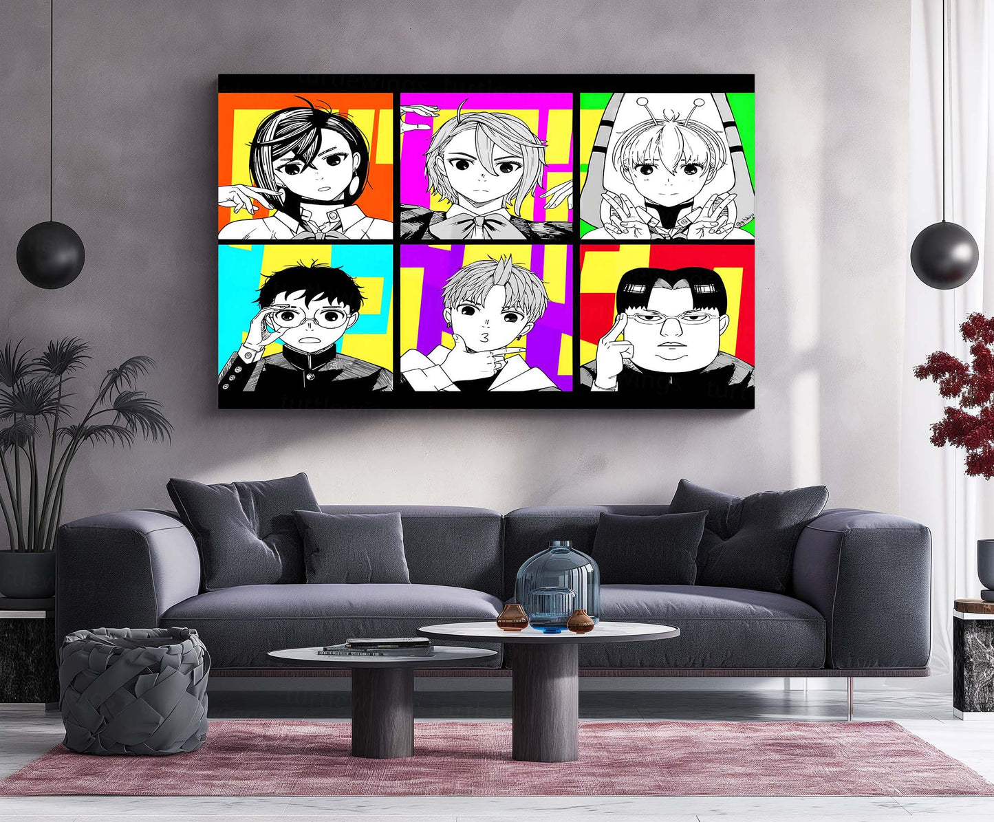 Anime Metal Poster | Dandadan Six Characters Metal Poster | Pop Anime Wall Art