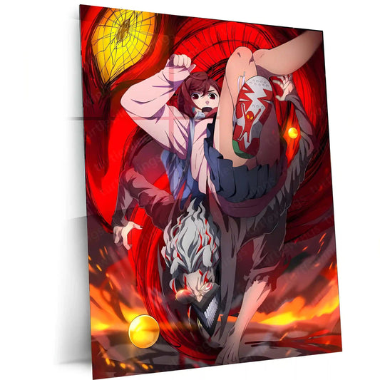 Anime Metal Poster | DanDaDan – Momo Ayase & Okarun Metal Poster | Supernatural Anime Wall Frame 04 - TURTLEWINGS