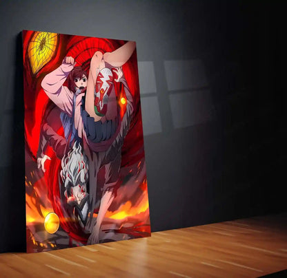 Anime Metal Poster | DanDaDan – Momo Ayase & Okarun Metal Poster | Supernatural Anime Wall Frame 04 - TURTLEWINGS