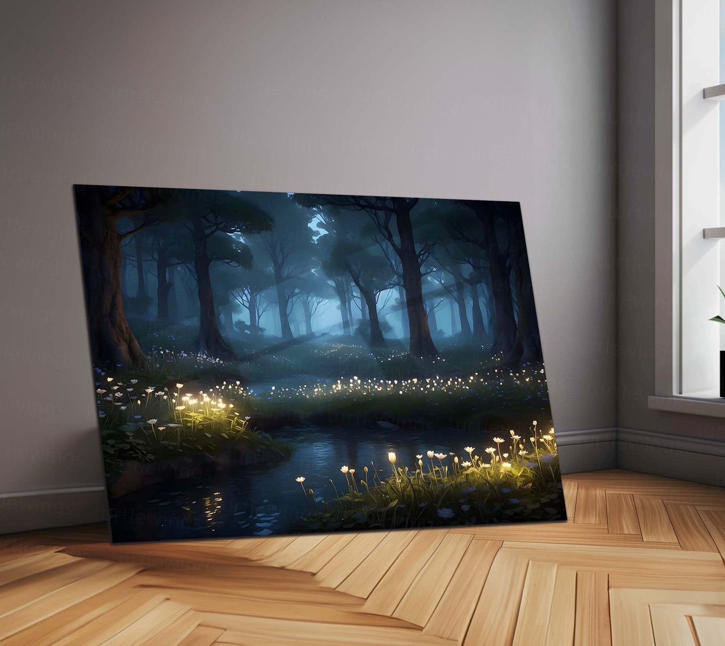Dark Magical Forest Metal Poster | Enchanted Landscape Wall Art