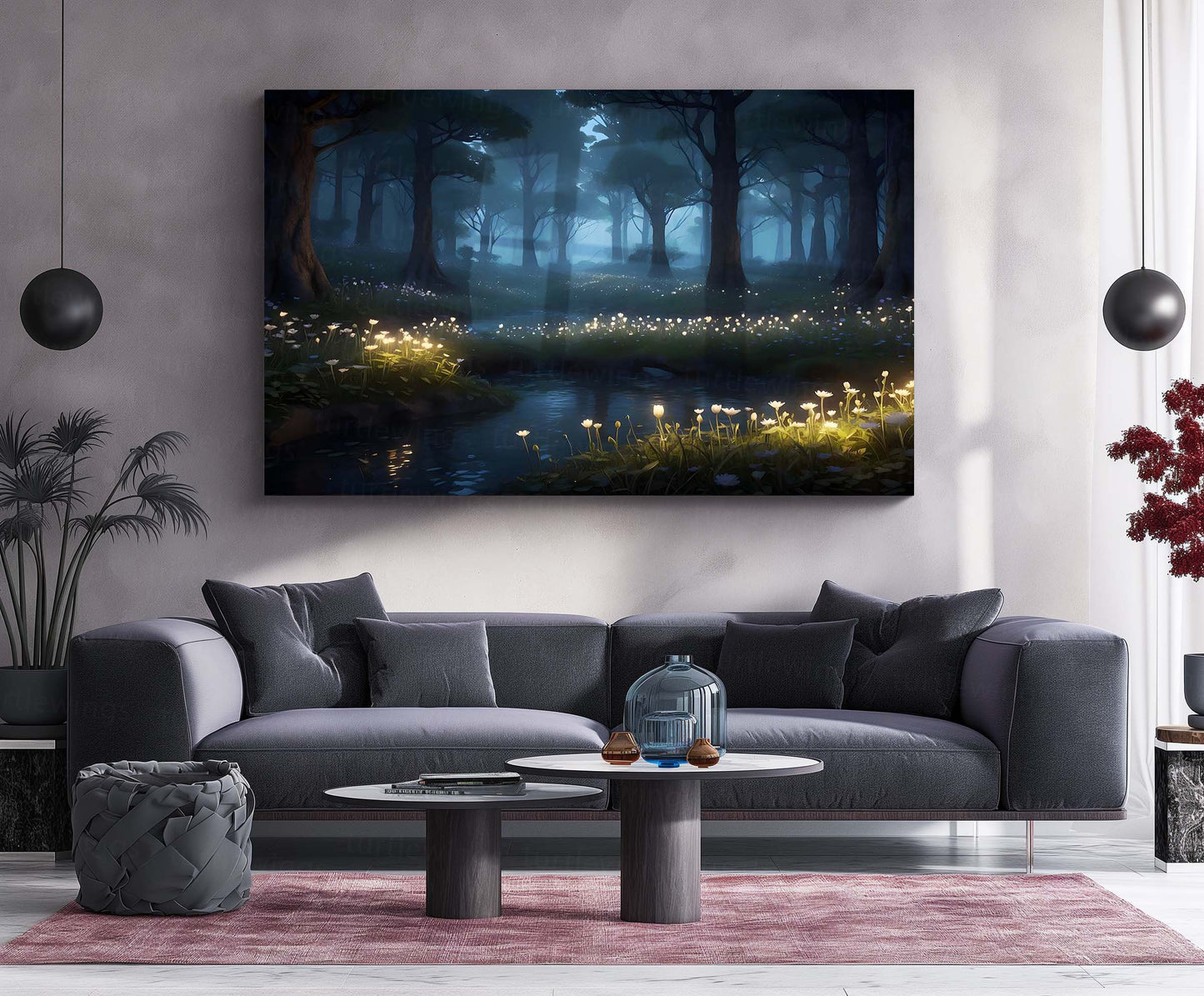 Dark Magical Forest Metal Poster | Enchanted Landscape Wall Art