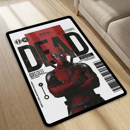 Deadpool Comic Art Area Flat Rug | Marvel Inspired Superhero Floor Mat | Minimalist Graphic Gaming Flat Rug for Bedroom, Gaming Room & Fan Decor