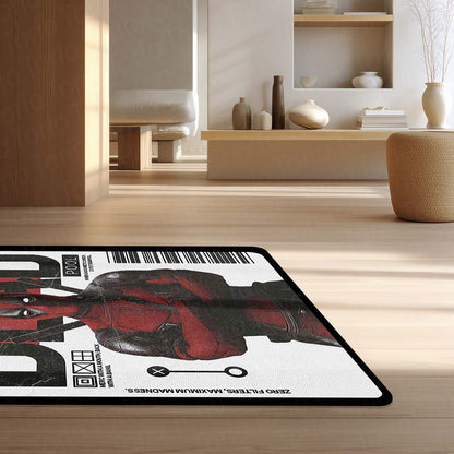 Deadpool Comic Art Area Flat Rug | Marvel Inspired Superhero Floor Mat | Minimalist Graphic Gaming Flat Rug for Bedroom, Gaming Room & Fan Decor