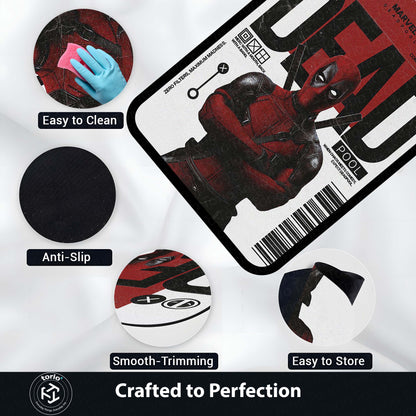 Deadpool Comic Art Area Flat Rug | Marvel Inspired Superhero Floor Mat | Minimalist Graphic Gaming Flat Rug for Bedroom, Gaming Room & Fan Decor