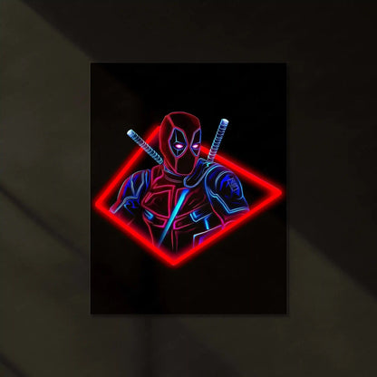 Deadpool Self-Adhesive Neon LED Metal Poster â The Merc with a Mouth Wall Art - TURTLEWINGS