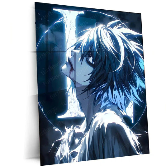 Anime Metal Poster | Death Note – Detective L Crimson Mystery Aura Metal Poster | Dark Anime Wall Frame - TURTLEWINGS