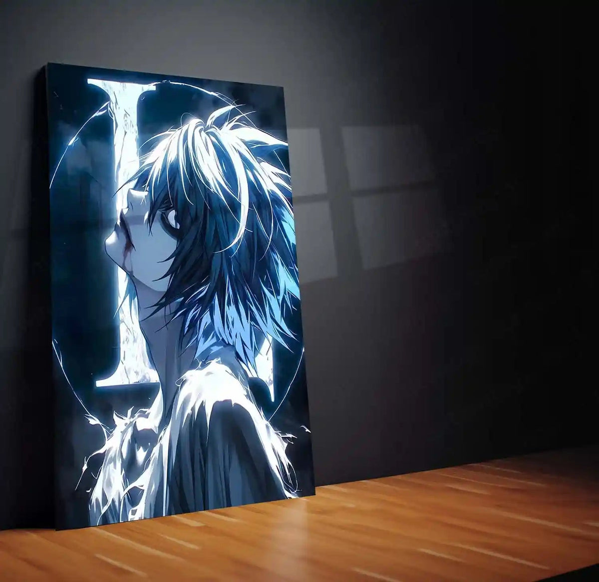 Anime Metal Poster | Death Note – Detective L Crimson Mystery Aura Metal Poster | Dark Anime Wall Frame - TURTLEWINGS