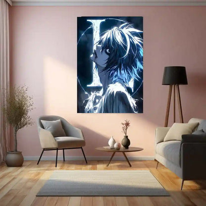 Anime Metal Poster | Death Note – Detective L Crimson Mystery Aura Metal Poster | Dark Anime Wall Frame - TURTLEWINGS