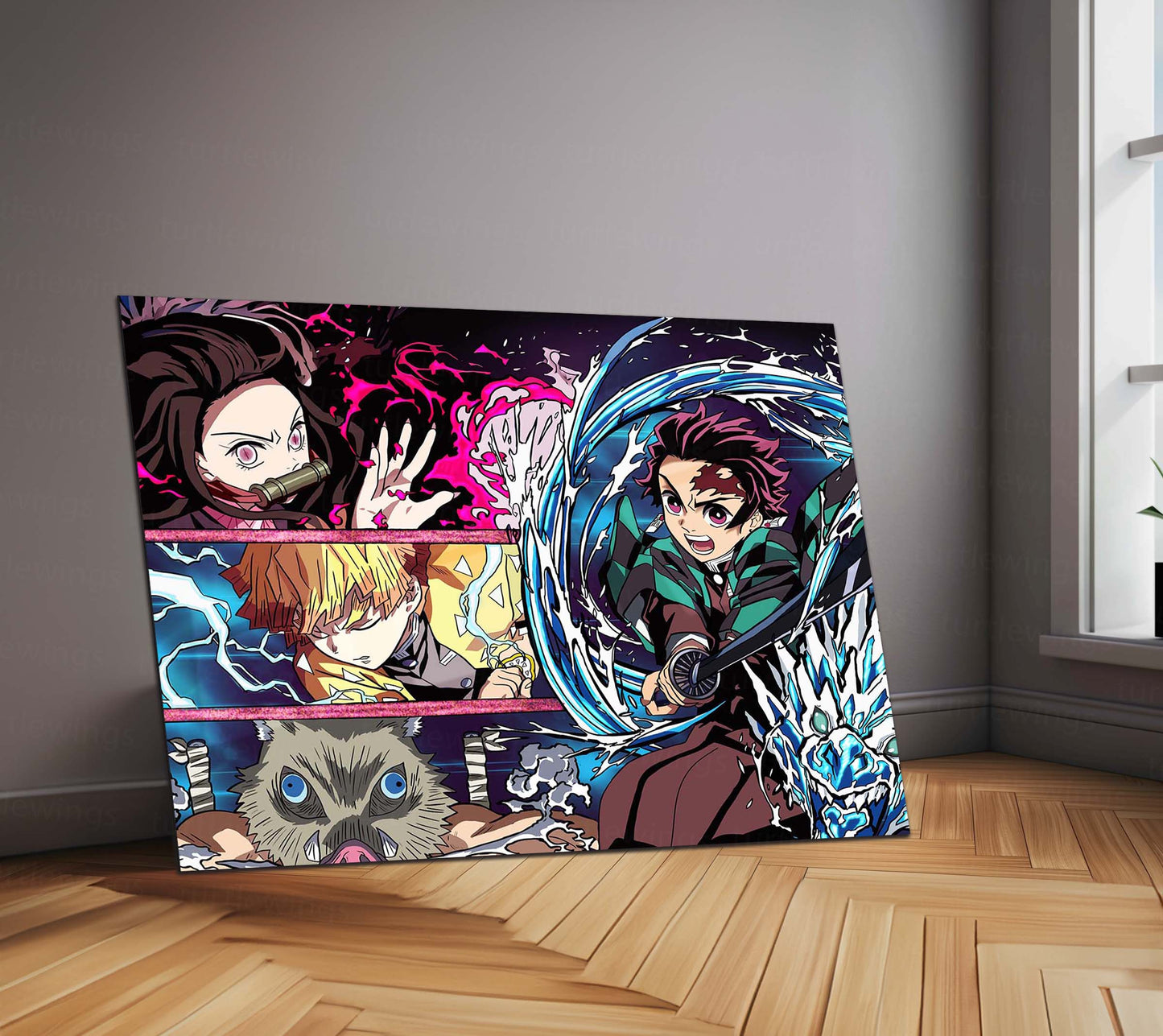 Anime Metal Poster | Demon Slayer Team Metal Poster | Ultimate Anime Warriors Wall Art  Epic Demon Slayer Squad Metal Frame by TurtleWings