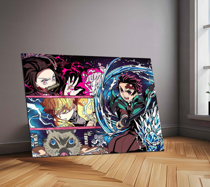 Anime Metal Poster | Demon Slayer Team Metal Poster | Ultimate Anime Warriors Wall Art  Epic Demon Slayer Squad Metal Frame by TurtleWings