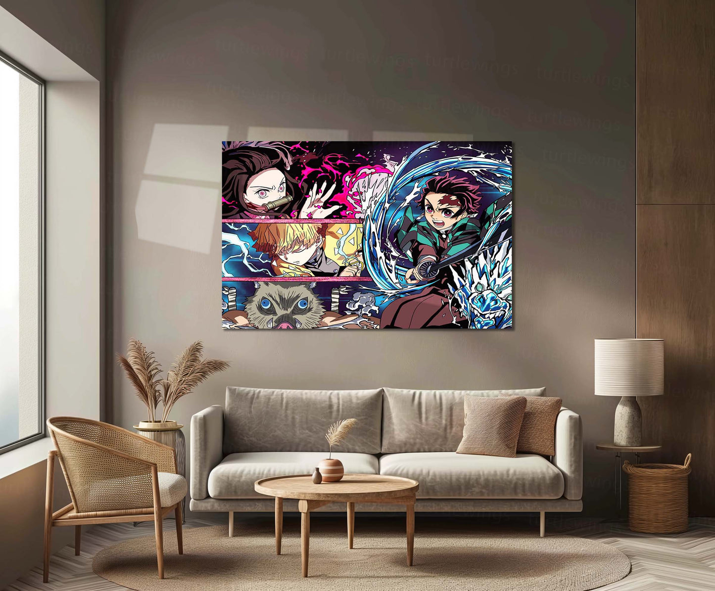 Anime Metal Poster | Demon Slayer Team Metal Poster | Ultimate Anime Warriors Wall Art  Epic Demon Slayer Squad Metal Frame by TurtleWings