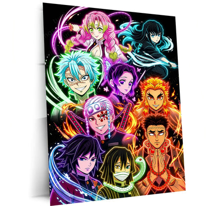 Anime Metal Poster | Demon Slayer Hashira Neon Collection Wall Art