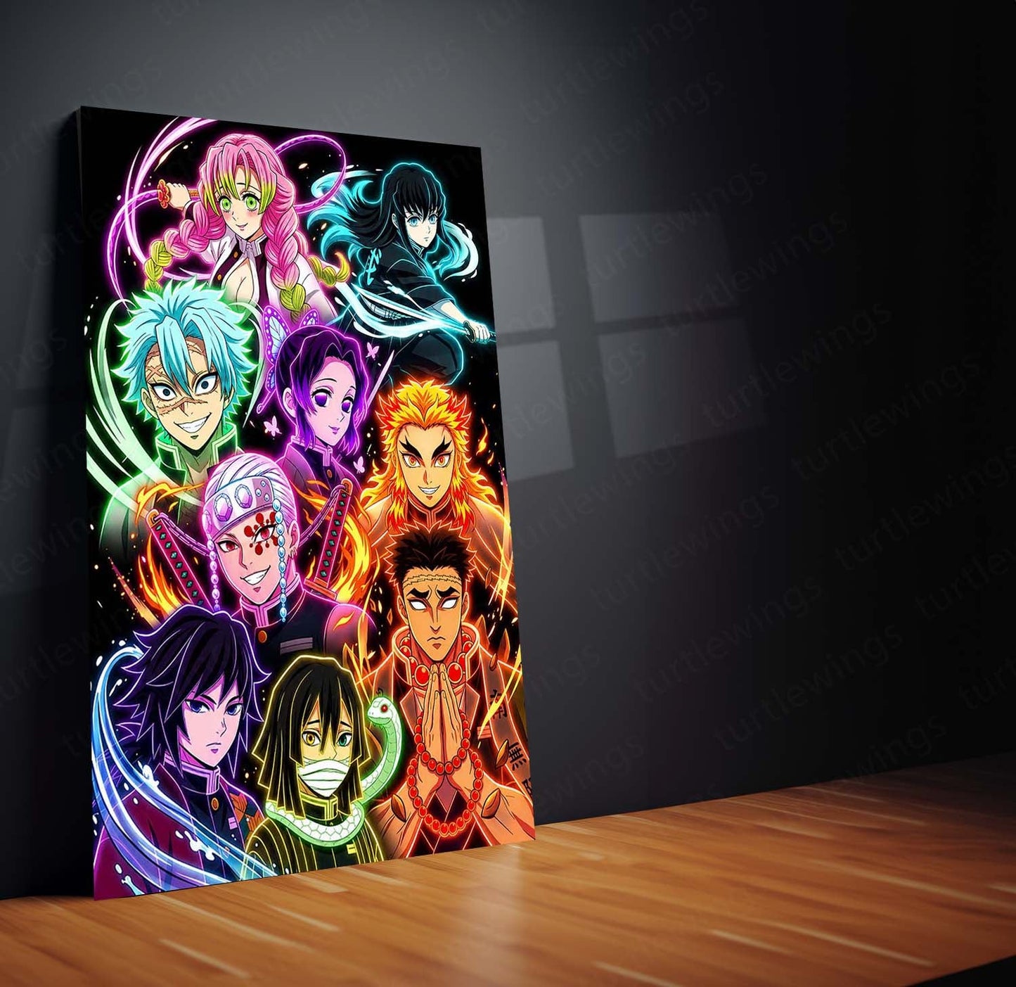 Anime Metal Poster | Demon Slayer Hashira Neon Collection Wall Art
