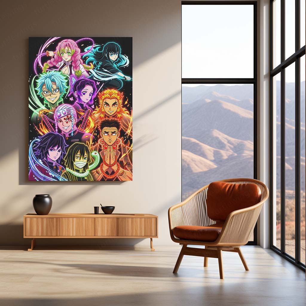 Anime Metal Poster | Demon Slayer Hashira Neon Collection Wall Art