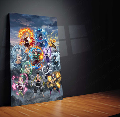 Anime Metal Poster | Demon Slayer Hashira Metal Poster | Demon Slayer Corps Anime Wall Art | Premium Anime Metal Frame