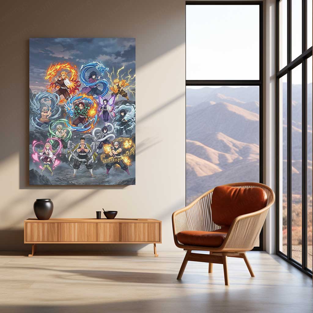 Anime Metal Poster | Demon Slayer Hashira Metal Poster | Demon Slayer Corps Anime Wall Art | Premium Anime Metal Frame