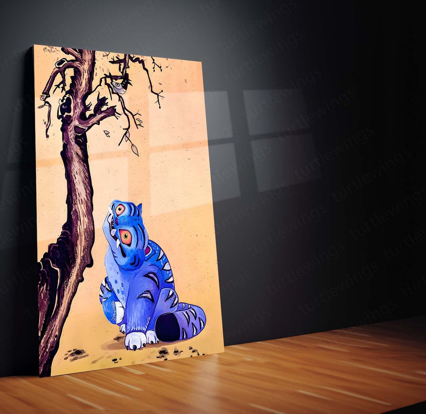 Derpy Tiger – Curious Forest Soul | Whimsical Animal Art Metal Frame Poster