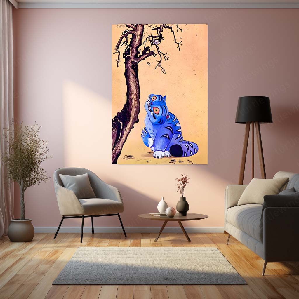 Derpy Tiger – Curious Forest Soul | Whimsical Animal Art Metal Frame Poster