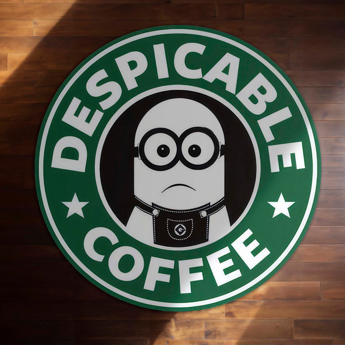 Despicable Me Minion Round Area Flat Rug | Funny Despicable Coffee Minion Circle Floor Mat | Anti-Slip 3 mm Absorbent Flat Rug for Bedroom, Gaming Room & Cartoon Decor