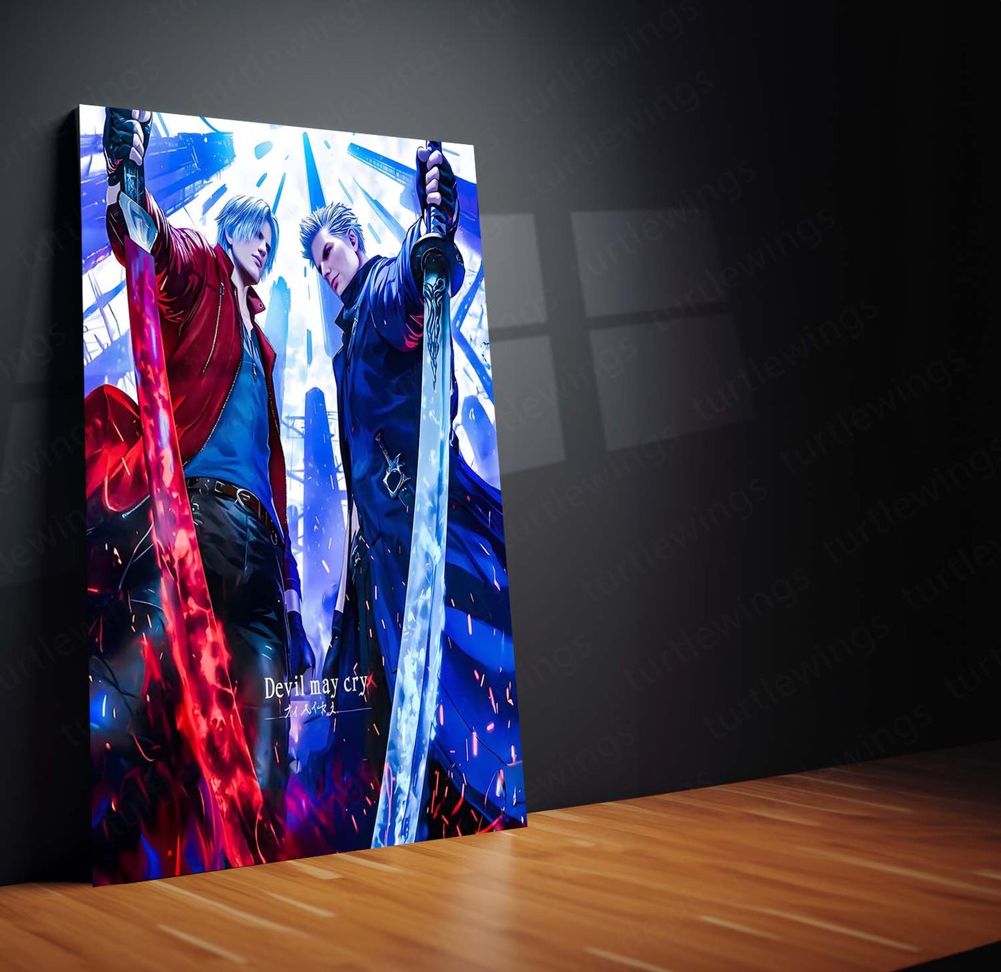 Anime Metal Poster | Devil May Cry – Dante vs Vergil | Brothers of Fate Metal Frame Poster