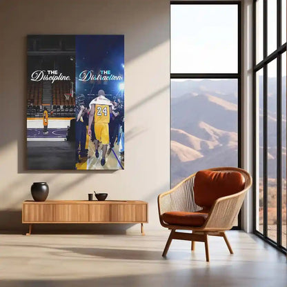 Quote Metal Poster | Kobe Bryant – Discipline Over Distraction Metal Frame | Mamba Mentality Focus Wall Art | Motivational Basketball Quote Metal Poster - TURTLEWINGS