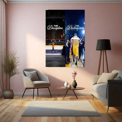 Quote Metal Poster | Kobe Bryant – Discipline Over Distraction Metal Frame | Mamba Mentality Focus Wall Art | Motivational Basketball Quote Metal Poster - TURTLEWINGS