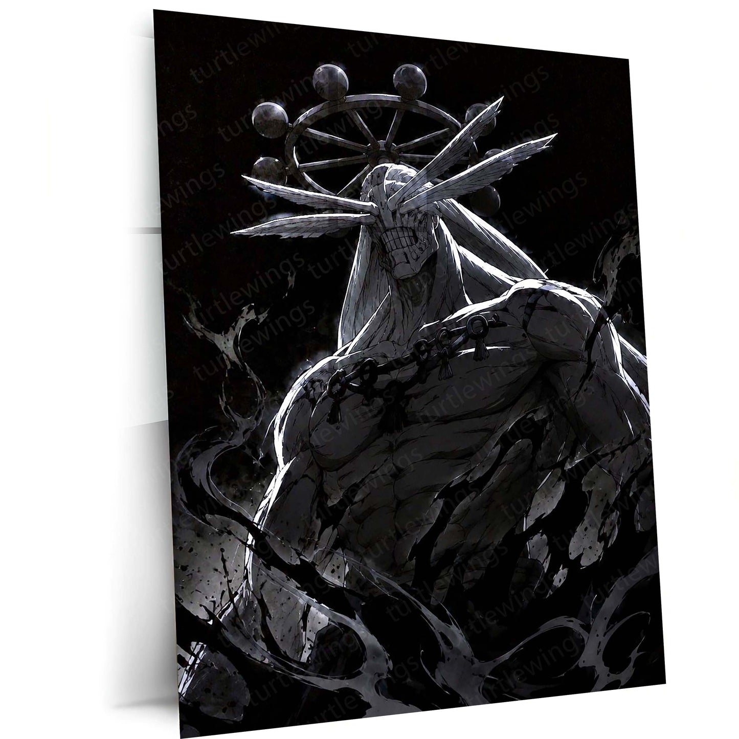 Anime Metal Poster | Divine General Mahoraga Jujutsu Kaisen Monochrome Wall Art