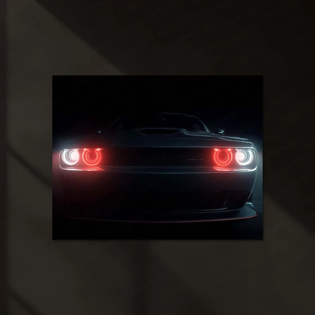 Dodge Challenger – The Hellfire Gaze | Neon Metal Frame - TURTLEWINGS