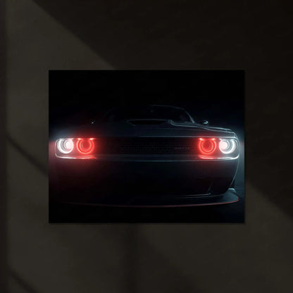 Dodge Challenger – The Hellfire Gaze | Neon Metal Frame - TURTLEWINGS