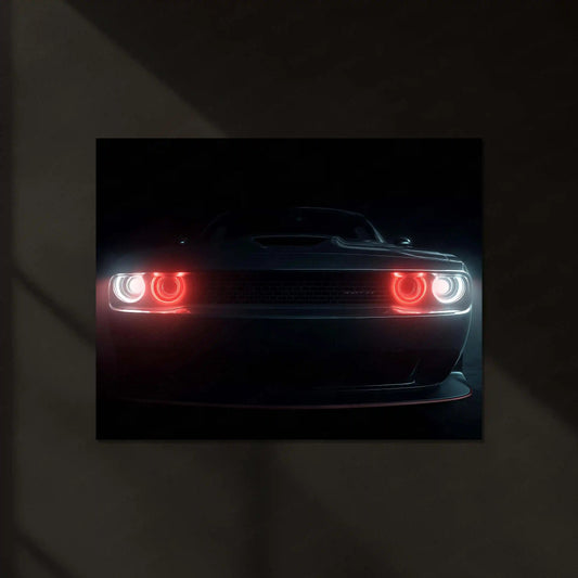 Dodge Challenger – The Hellfire Gaze | Neon Metal Frame - TURTLEWINGS