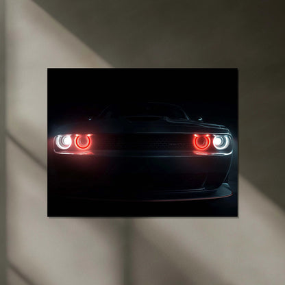Dodge Challenger – The Hellfire Gaze | Neon Metal Frame - TURTLEWINGS