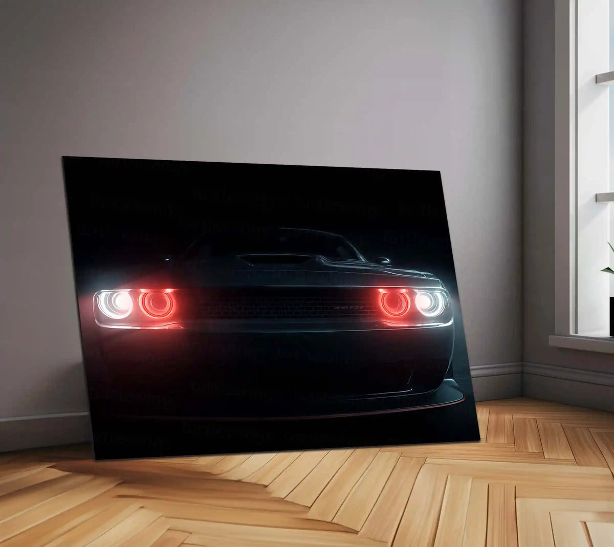 Dodge Challenger – The Hellfire Gaze | Neon Metal Frame - TURTLEWINGS